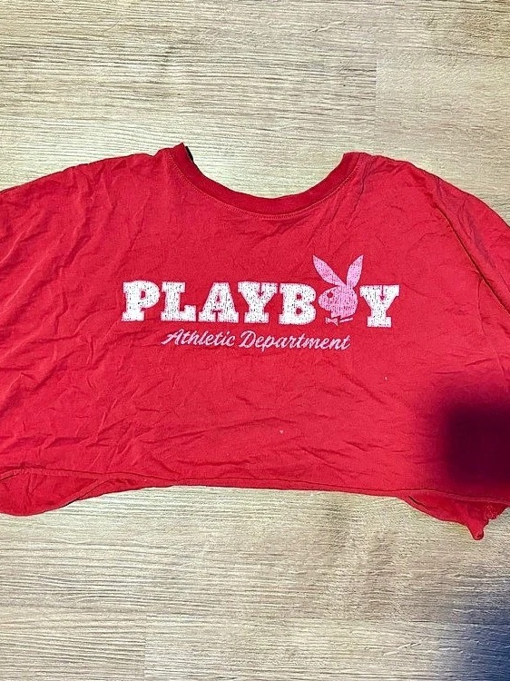 Playboy Athletic Department Crop Top Red Graphic Tee